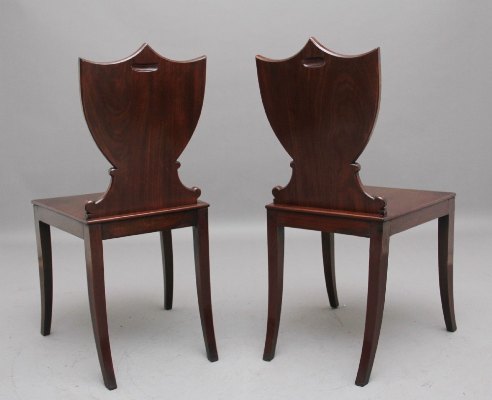 Pair of early 19th Century mahogany hall chairs View IV