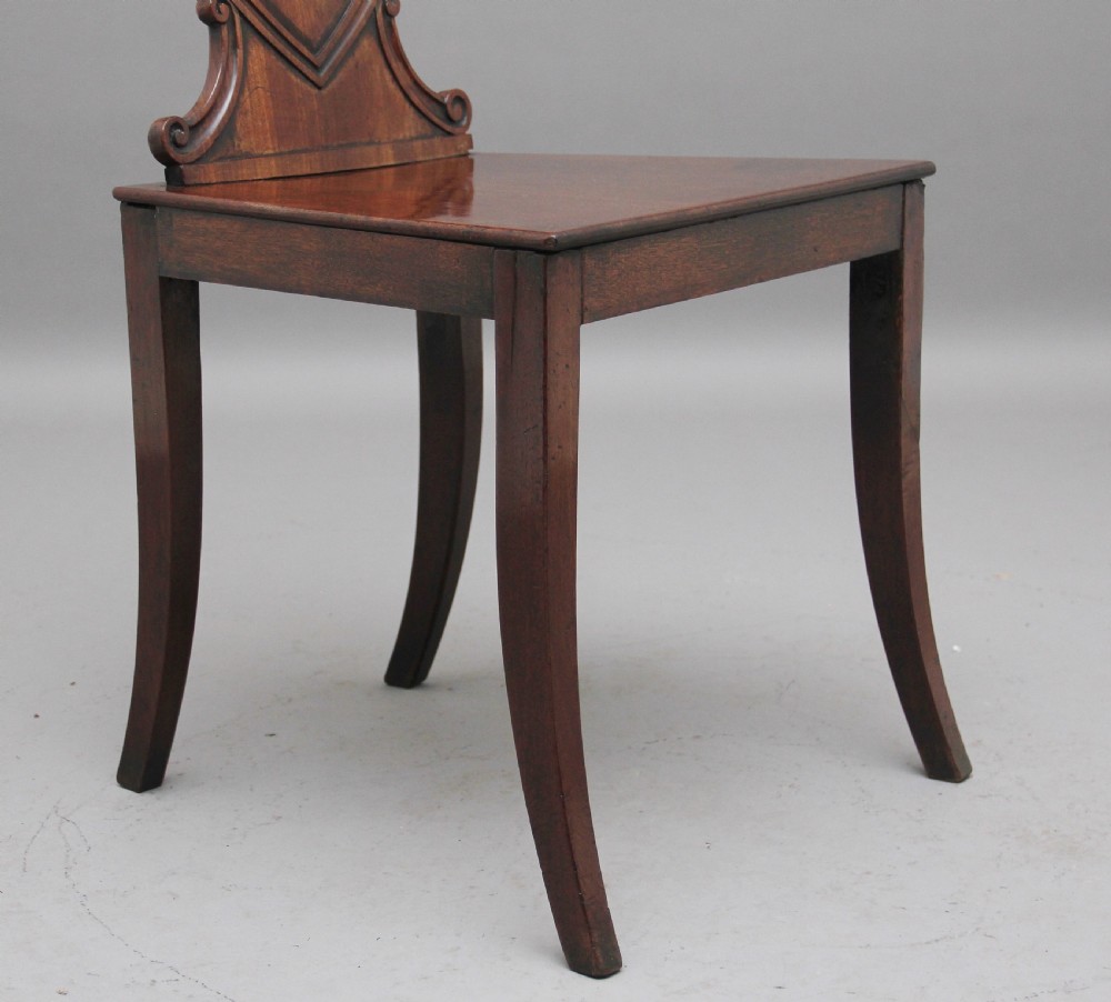 Pair of early 19th Century mahogany hall chairs View IX