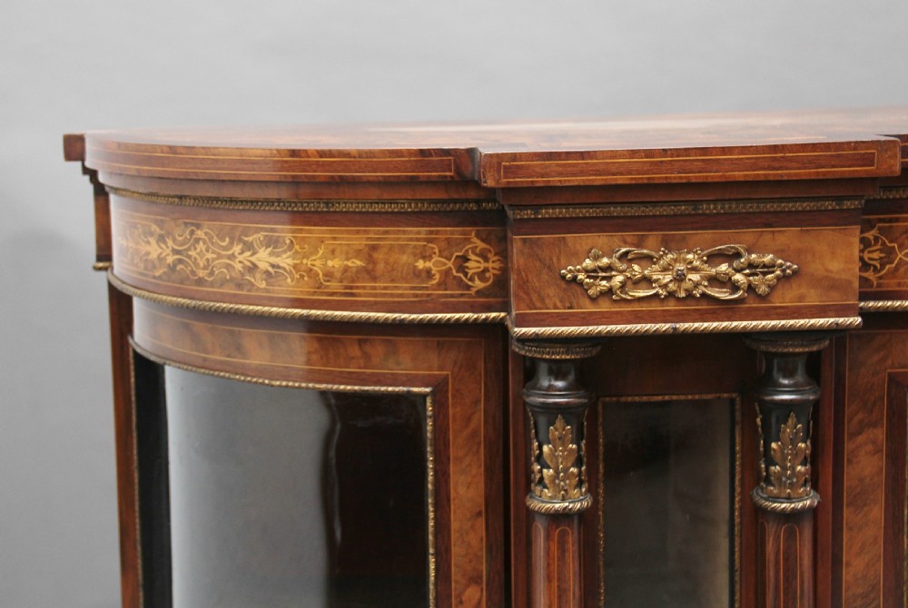 19th Century burr walnut breakfront credenza View VII