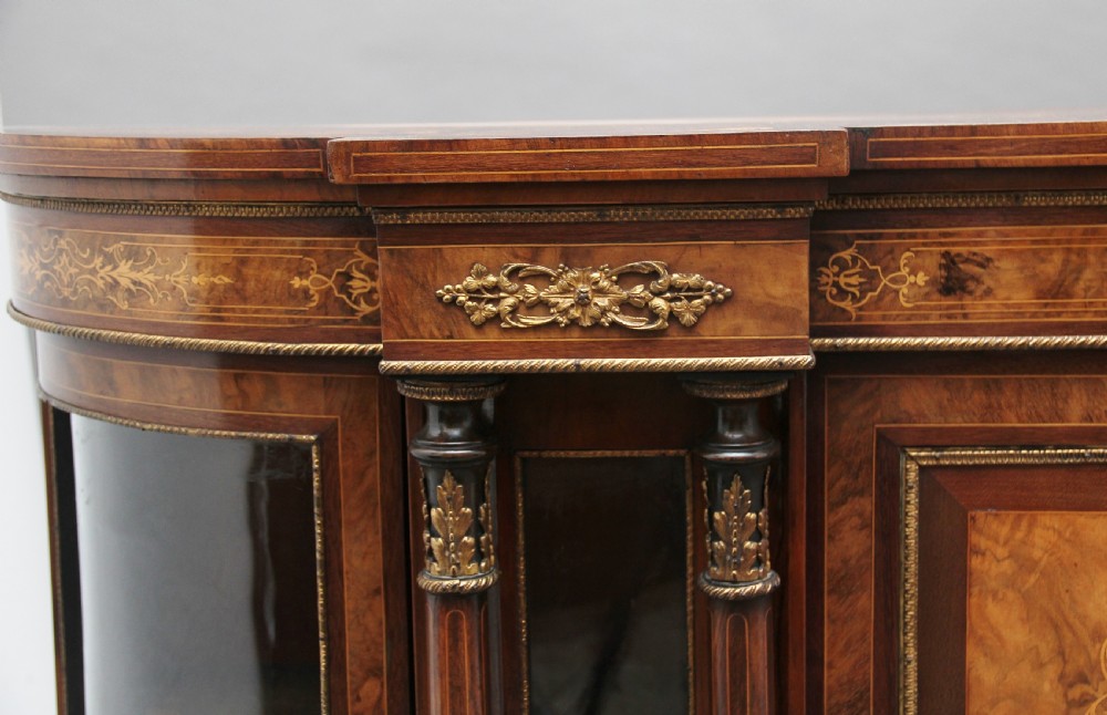19th Century burr walnut breakfront credenza View VIII