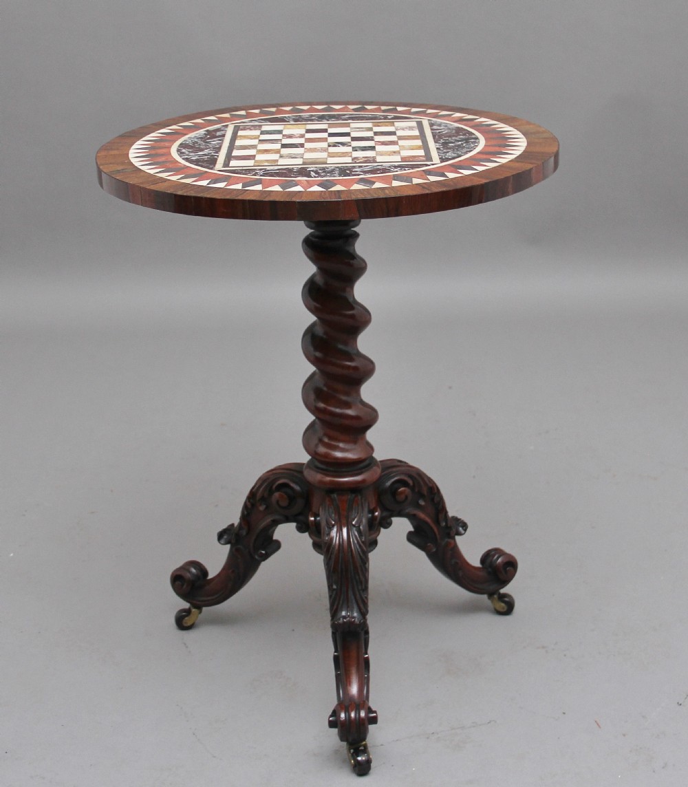19th Century rosewood and pietra dura occasional table