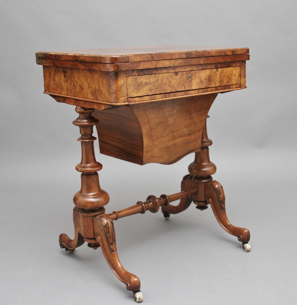 19th Century burr walnut games table