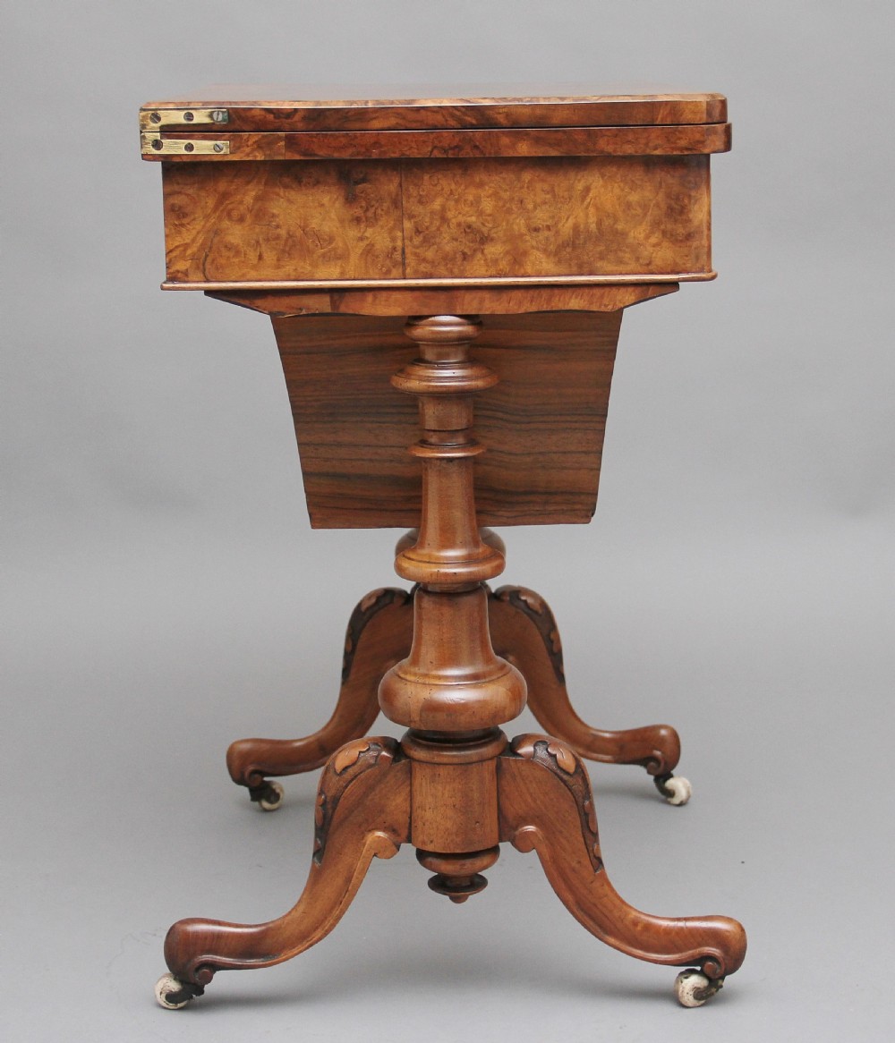 19th Century burr walnut games table View III