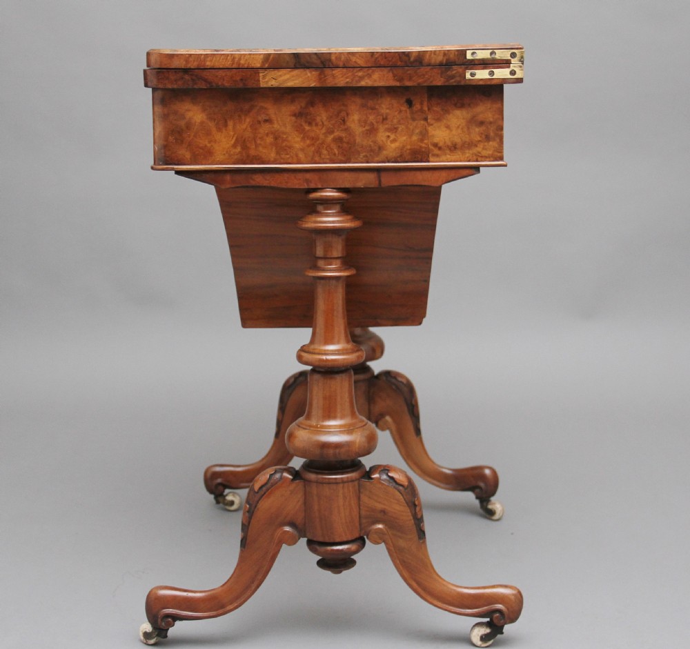 19th Century burr walnut games table View V