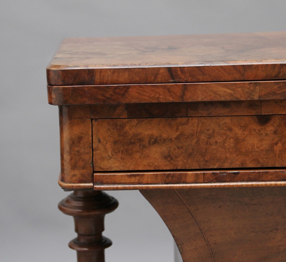 19th Century burr walnut games table View XI