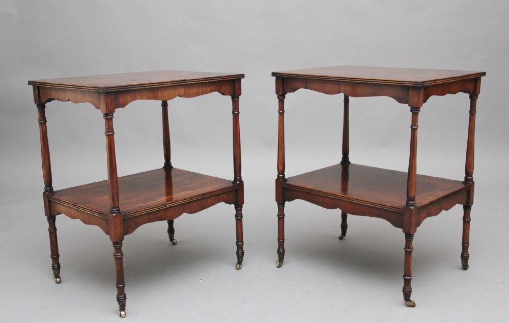 Pair of 20th Century yew wood occasional tables