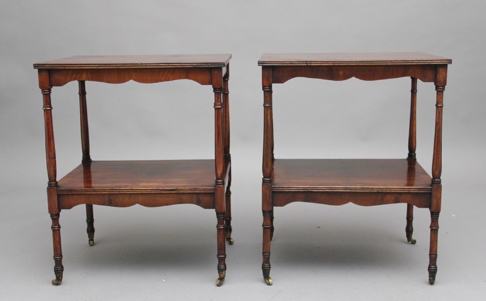 Pair of 20th Century yew wood occasional tables View III