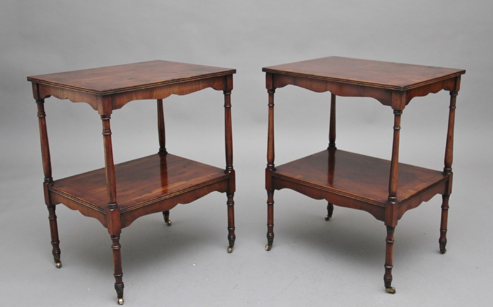 Pair of 20th Century yew wood occasional tables View VI