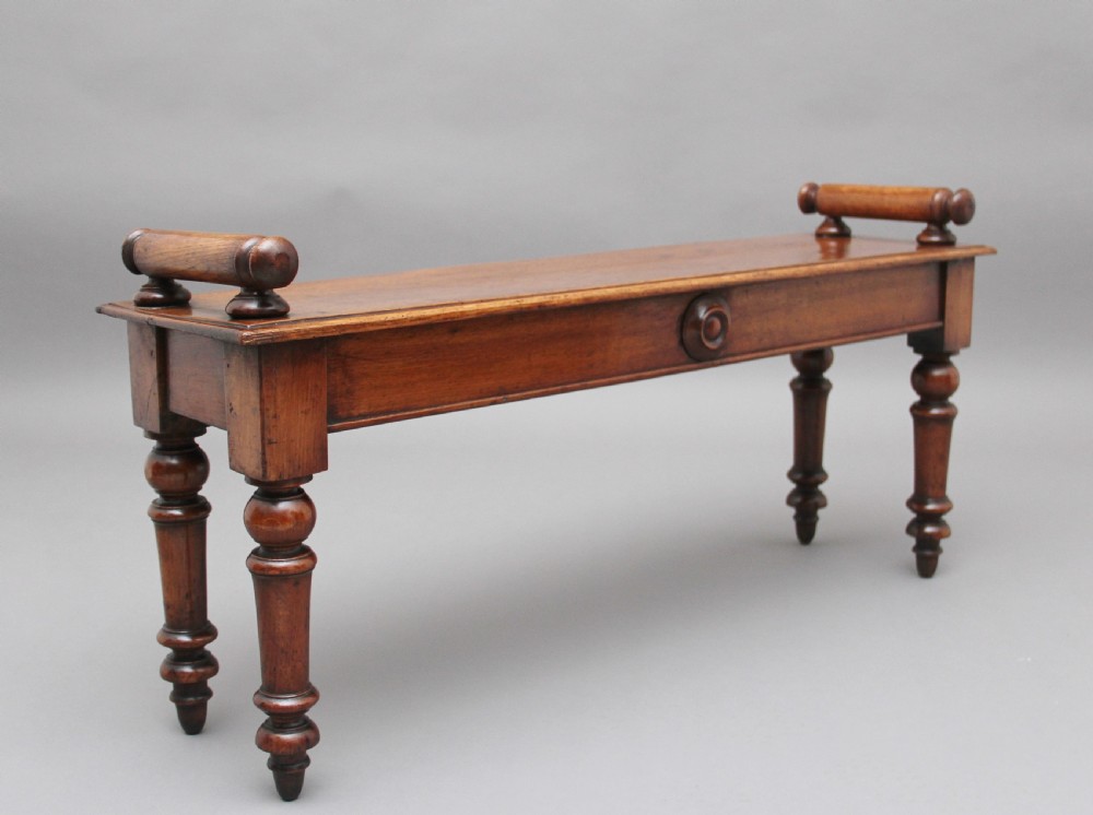 19th Century oak hall bench View II