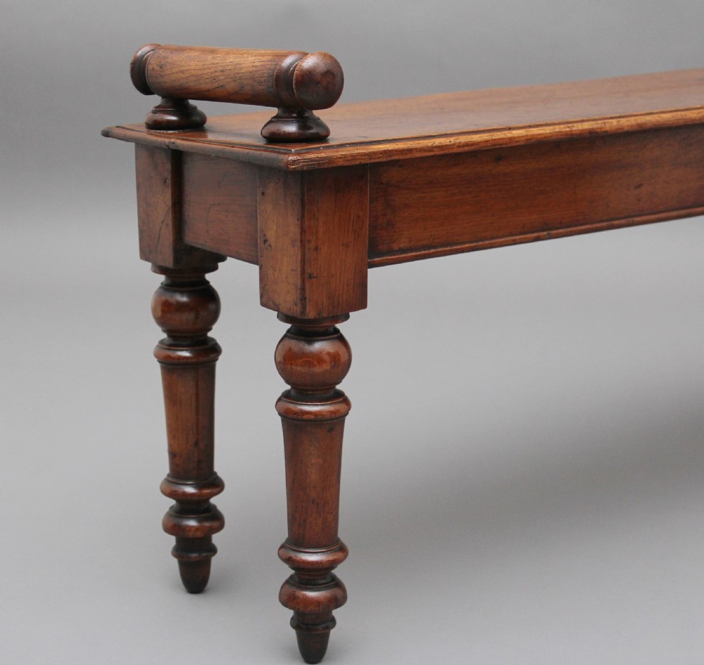 19th Century oak hall bench View VIII