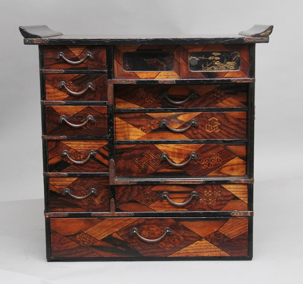 19th Century Japanese parquetry and lacquered cabinet View III