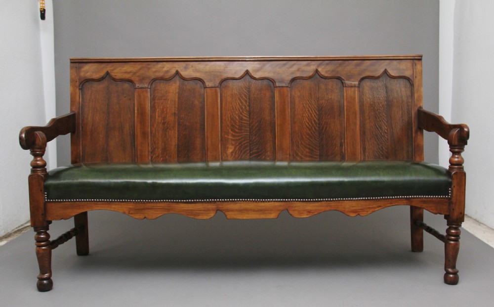 18th Century oak and fruitwood settle