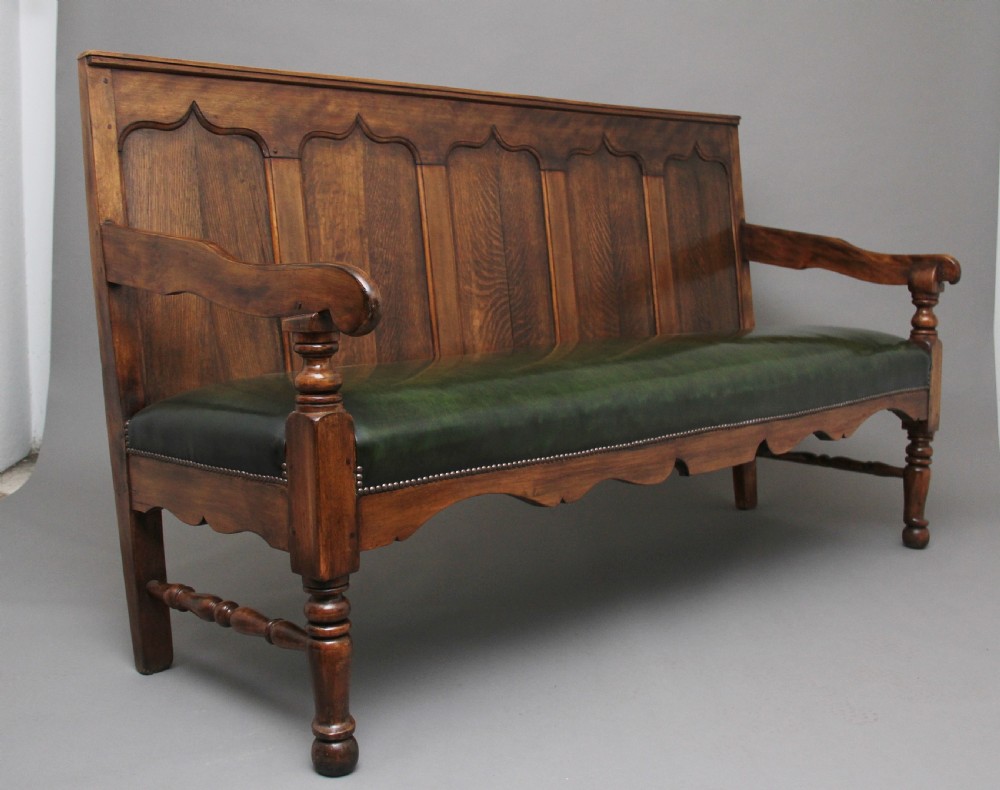 18th Century oak and fruitwood settle View II