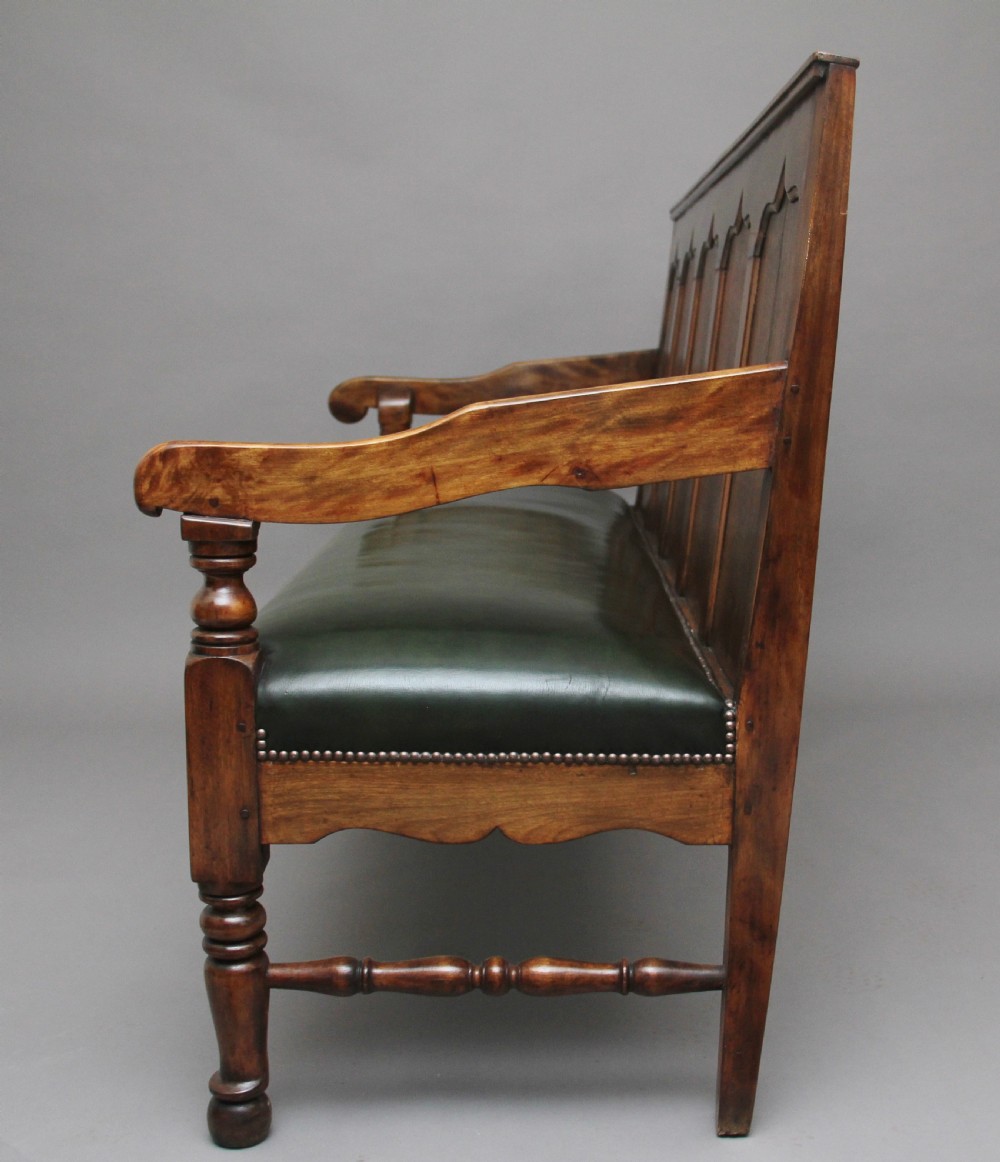 18th Century oak and fruitwood settle View V