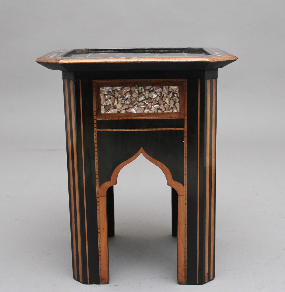 19th Century ebony and inlaid occasional table View II