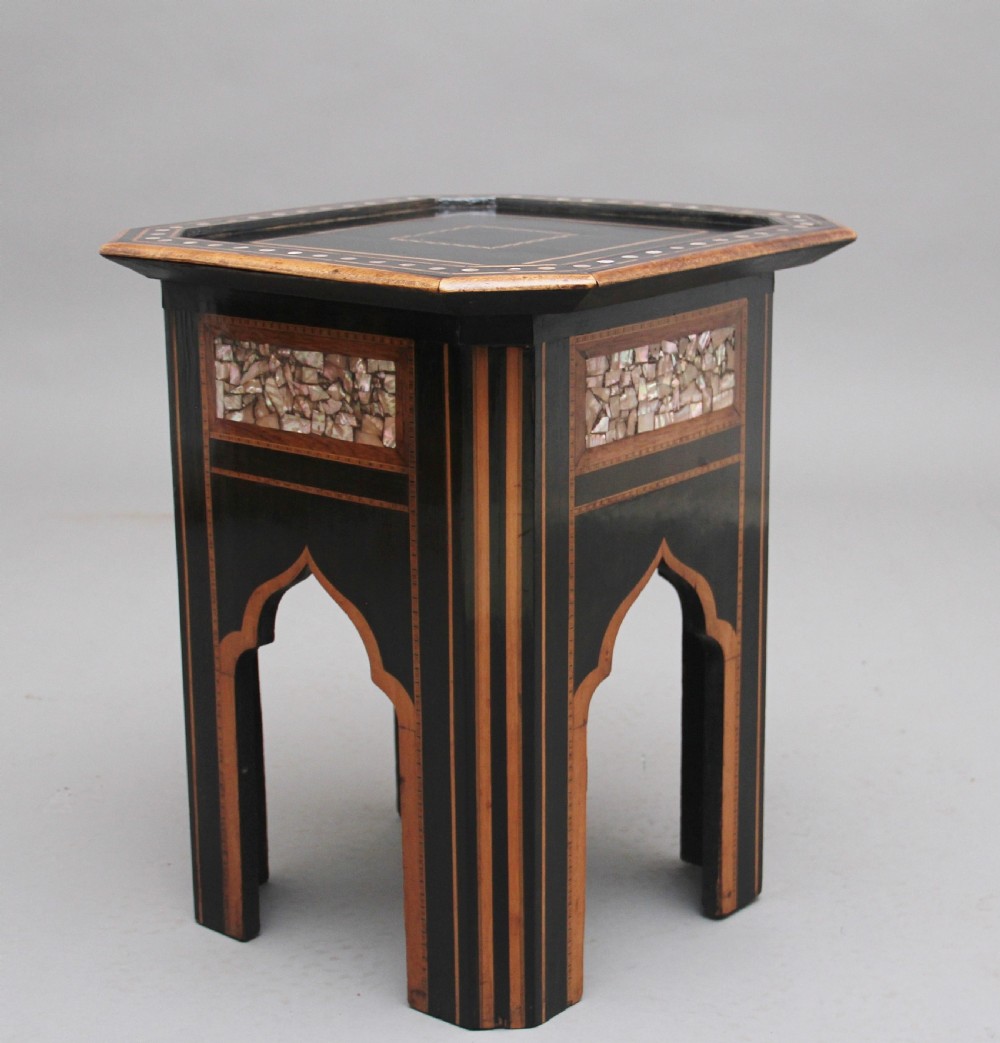 19th Century ebony and inlaid occasional table View V