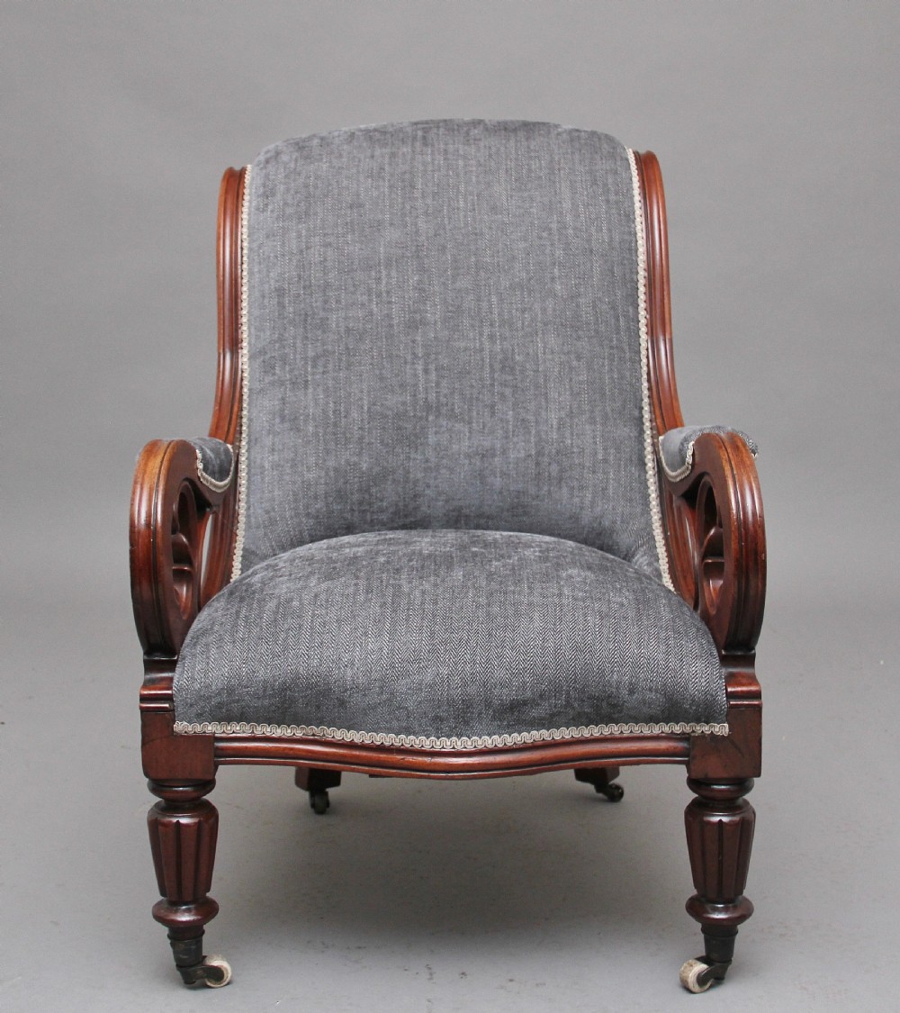 19th Century mahogany library armchair View V