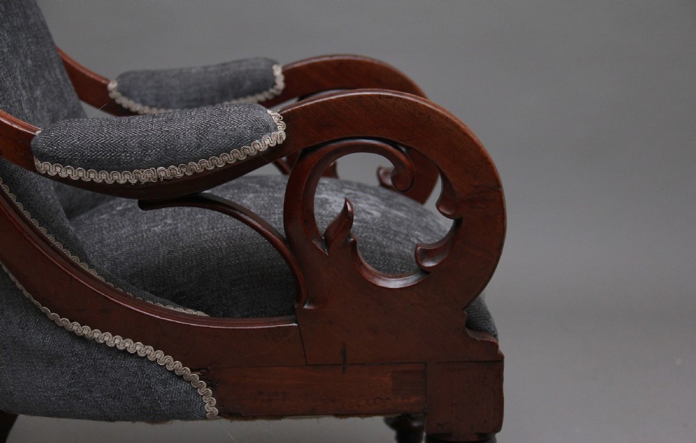 19th Century mahogany library armchair View IX