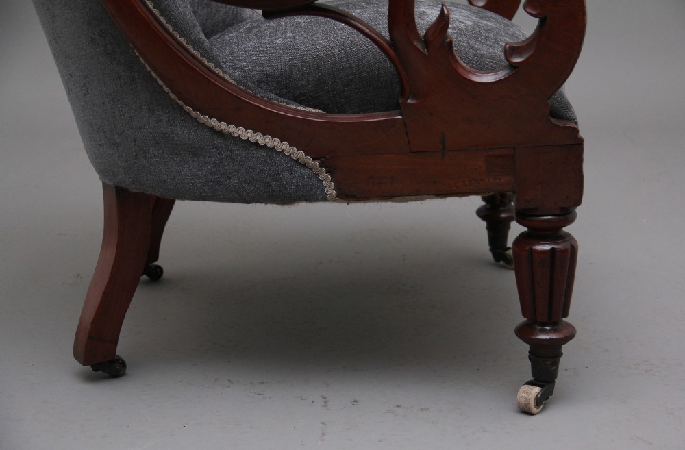 19th Century mahogany library armchair View X