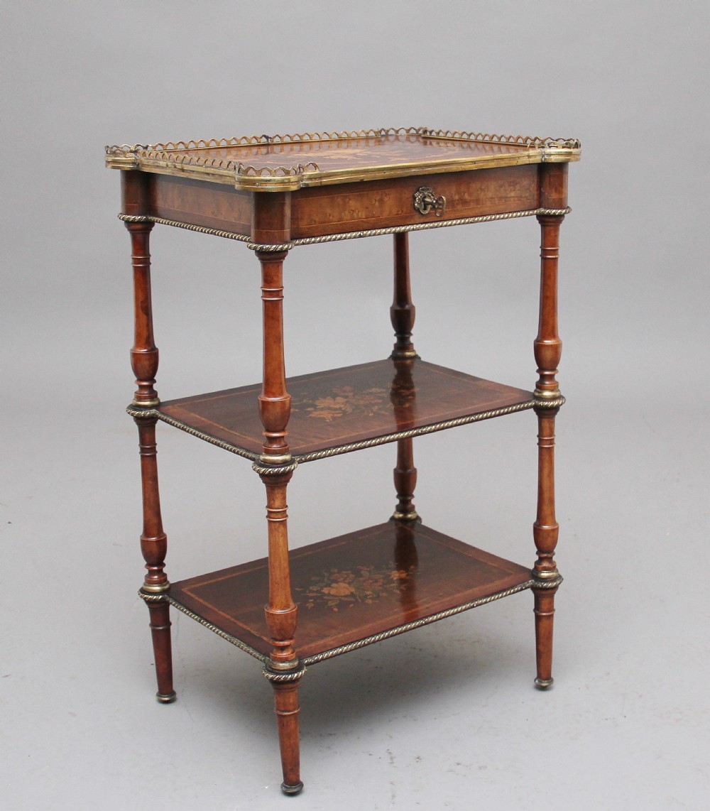 19th Century mahogany and inlaid three tier etagere table