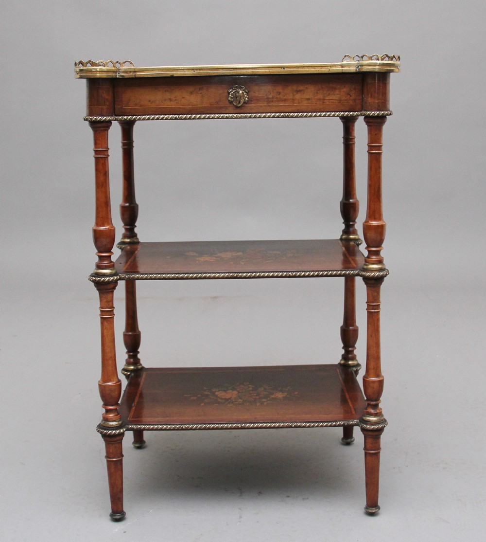 19th Century mahogany and inlaid three tier etagere table View VI