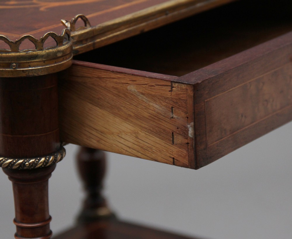 19th Century mahogany and inlaid three tier etagere table View XI