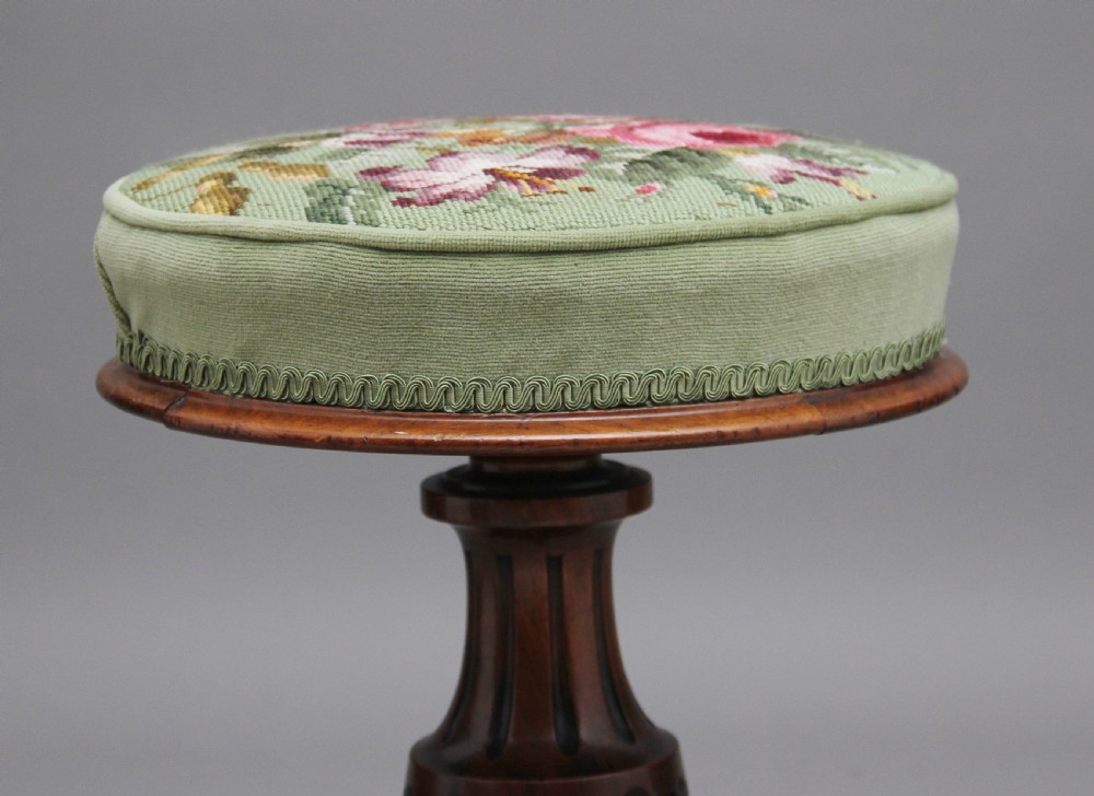19th Century carved walnut piano stool View VI