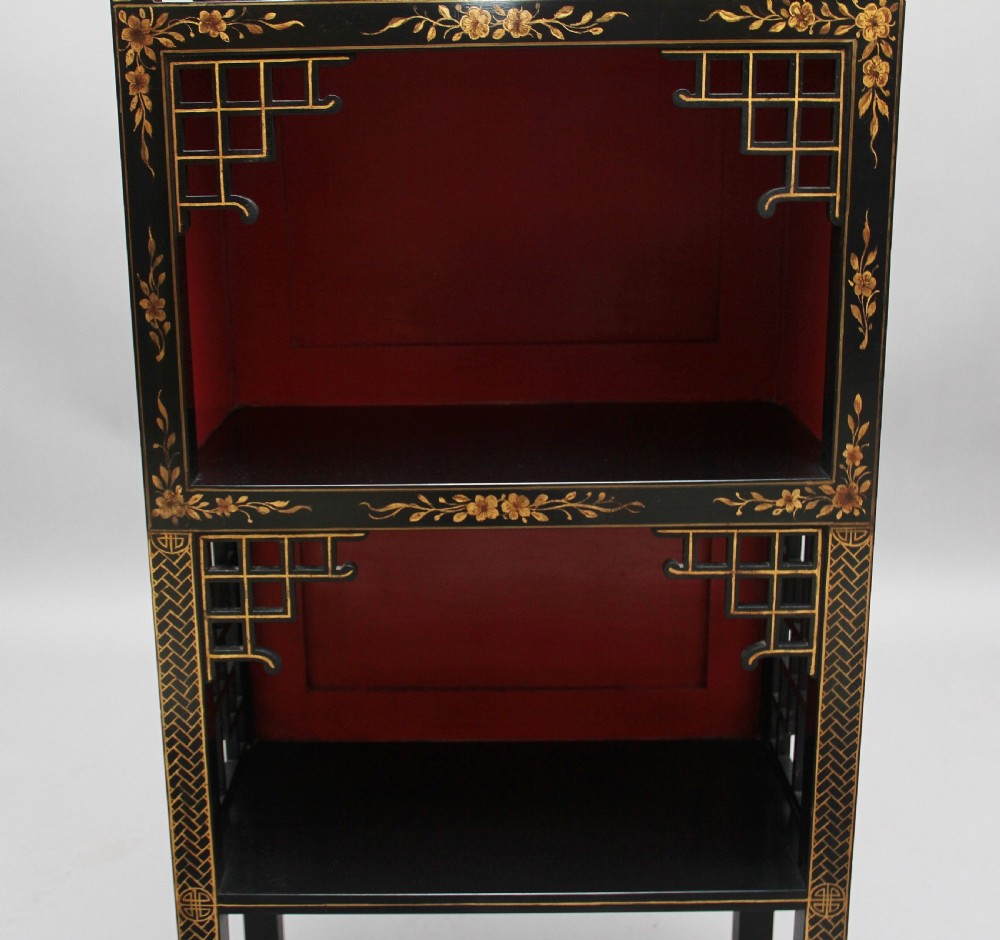 Pair of early 20th Century Chinoiserie open cabinets View VI