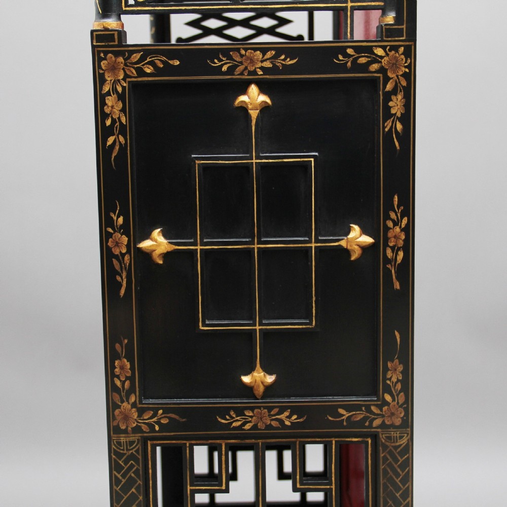 Pair of early 20th Century Chinoiserie open cabinets View XIV