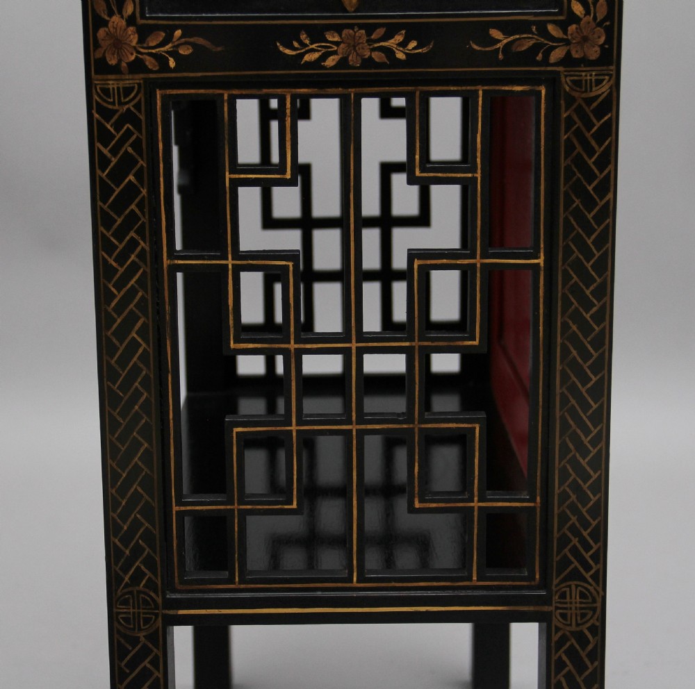 Pair of early 20th Century Chinoiserie open cabinets View XV