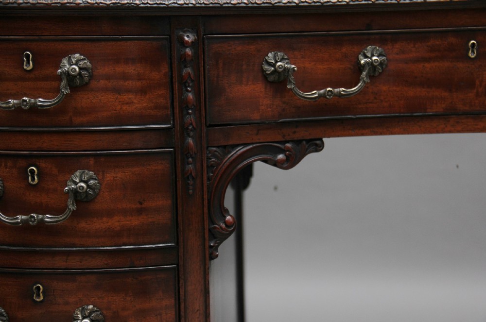Superb quality Edwardian mahogany kidney shaped desk View X