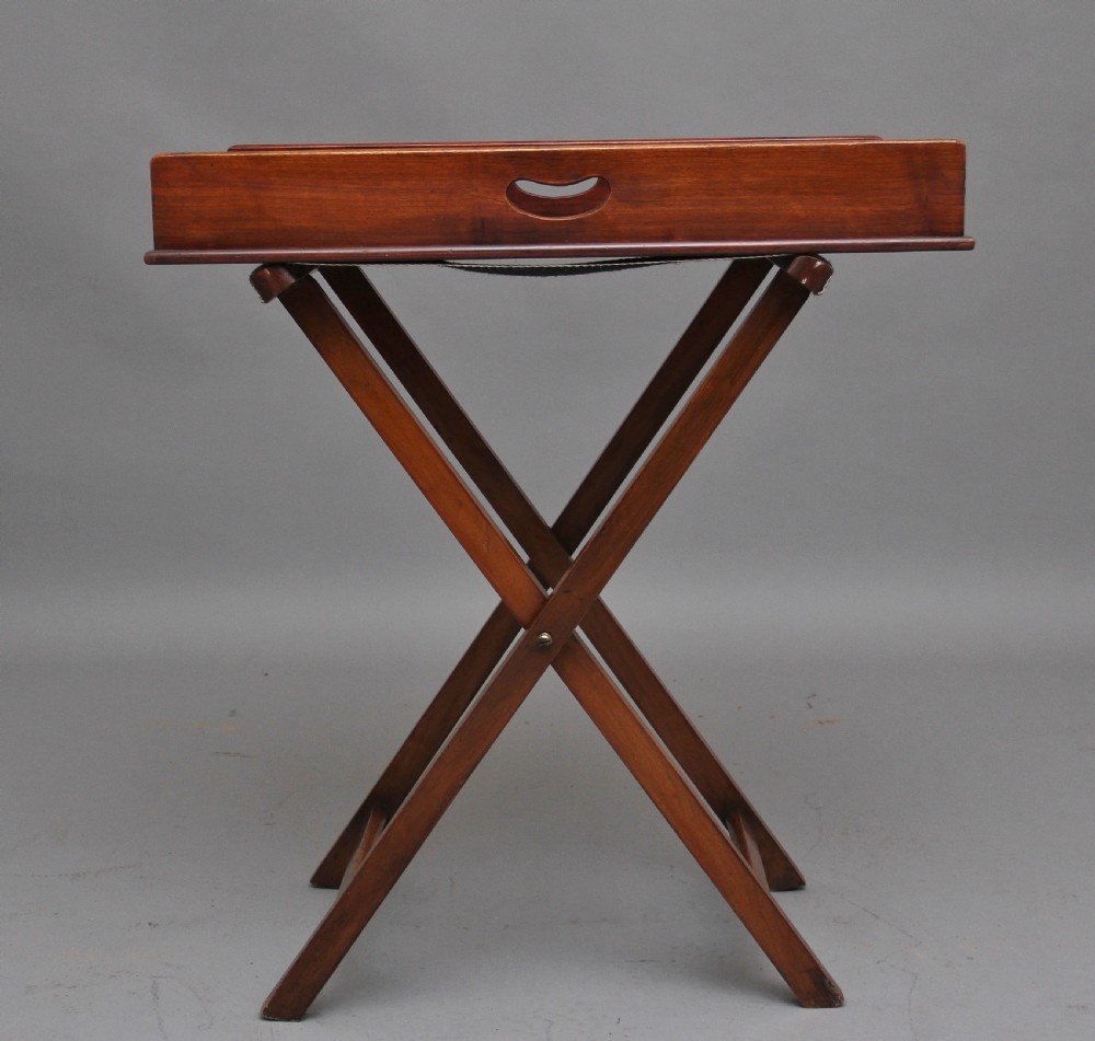 Early 19th Century mahogany butlers tray on stand View II