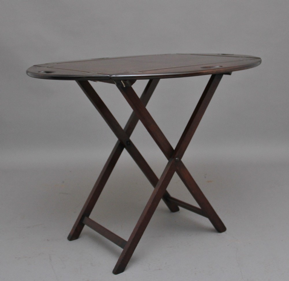 Early 20th Century mahogany folding butlers tray on stand View II