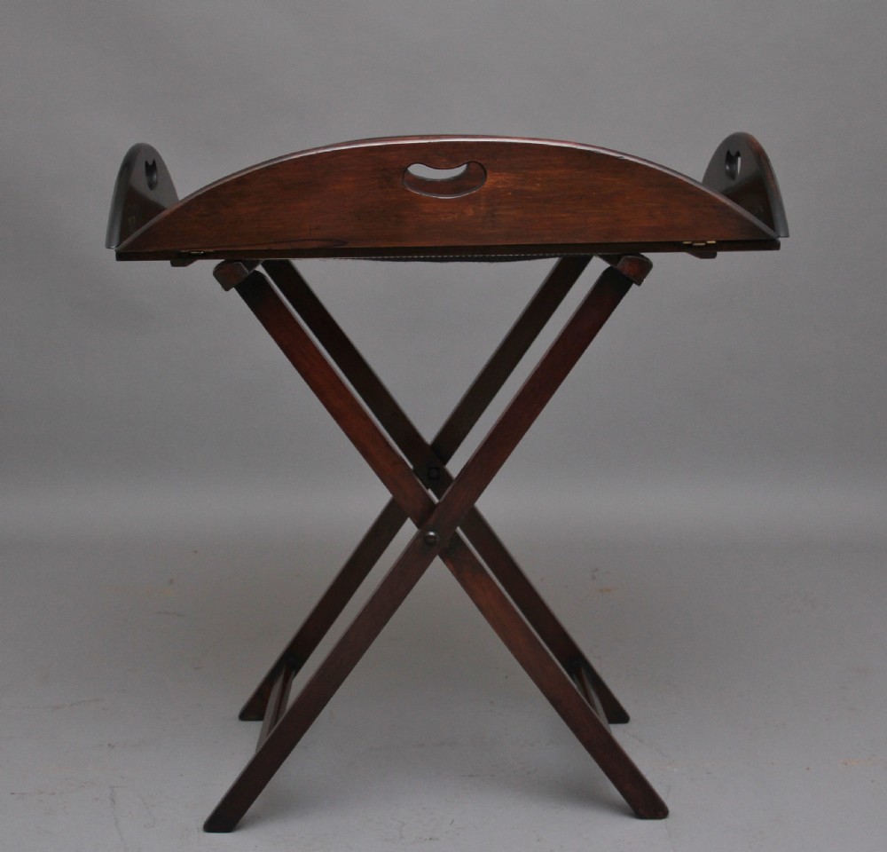 Early 20th Century mahogany folding butlers tray on stand View III