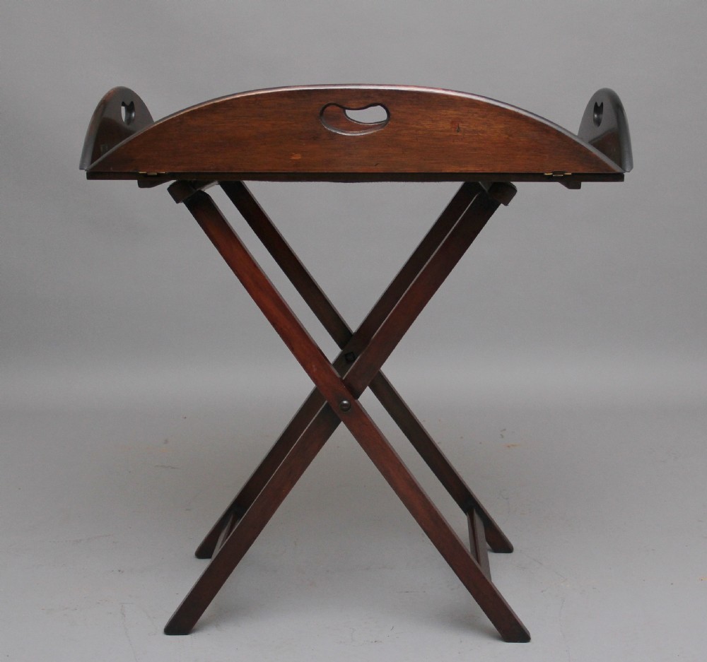 Early 20th Century mahogany folding butlers tray on stand View V
