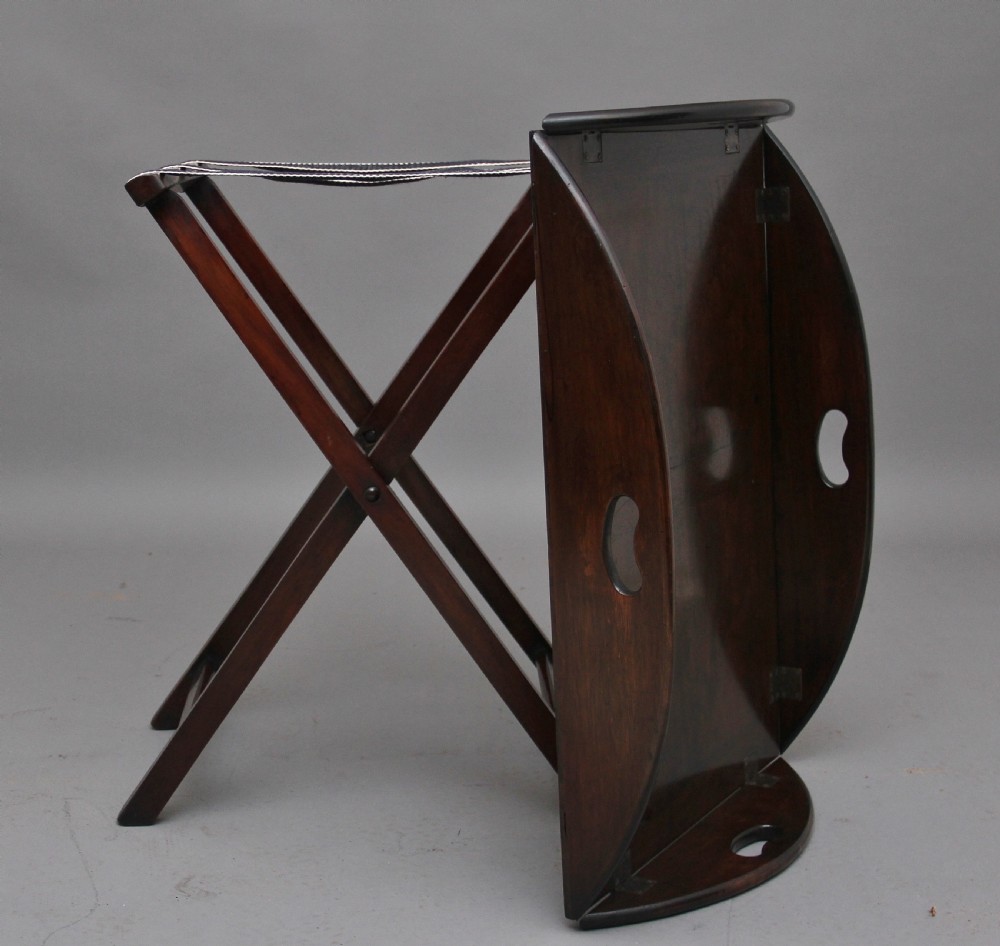 Early 20th Century mahogany folding butlers tray on stand View VII