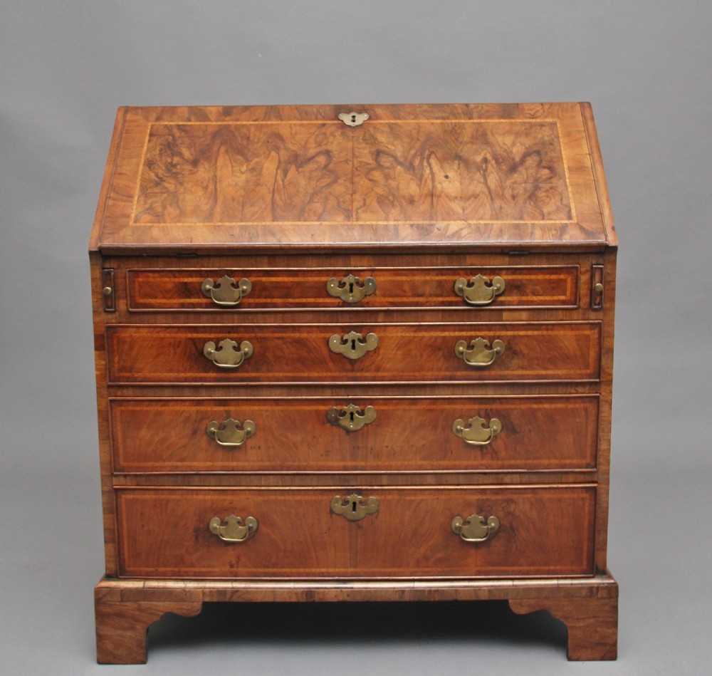 18th Century walnut and feather banded bureau