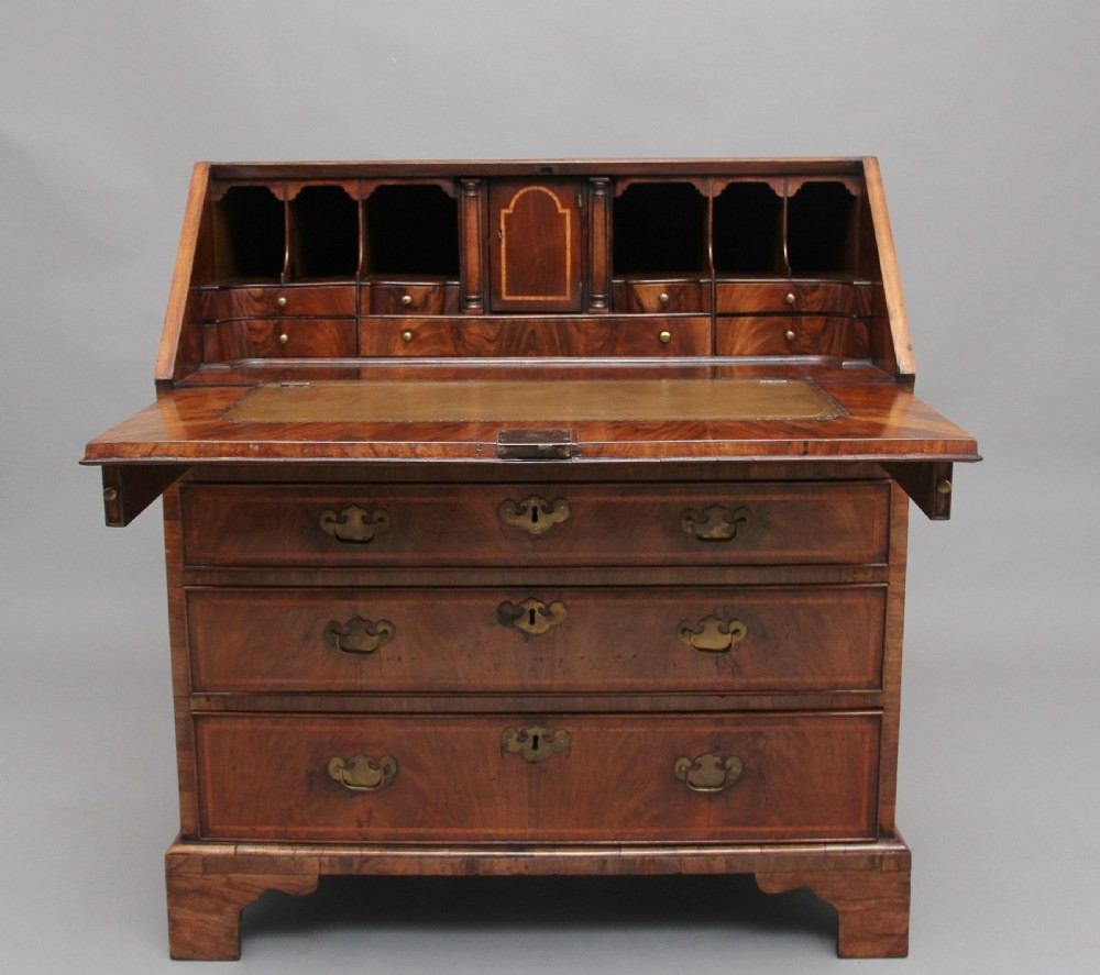 18th Century walnut and feather banded bureau View II