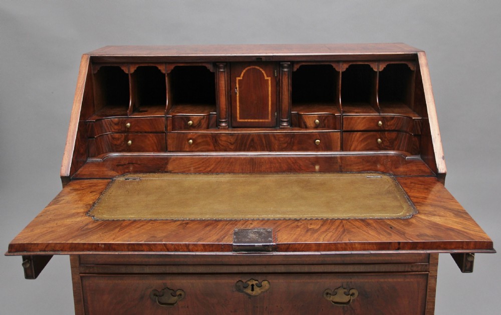 18th Century walnut and feather banded bureau View III