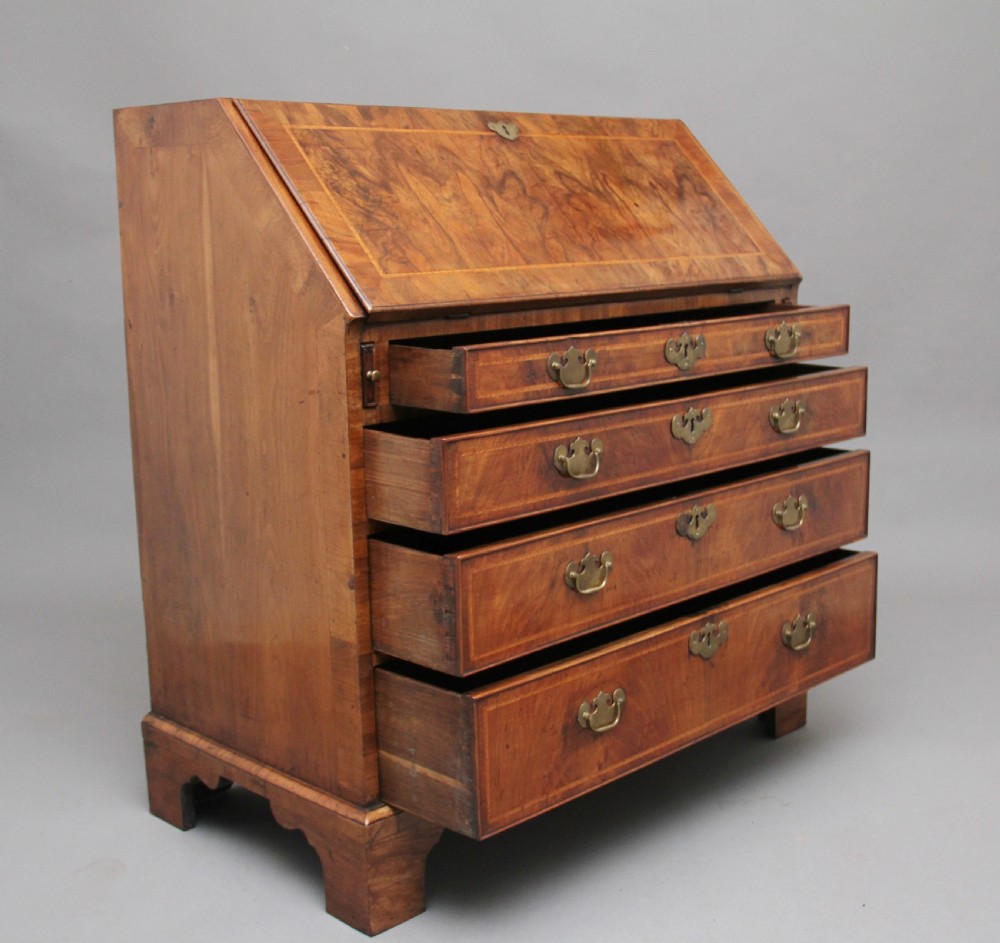 18th Century walnut and feather banded bureau View VIII