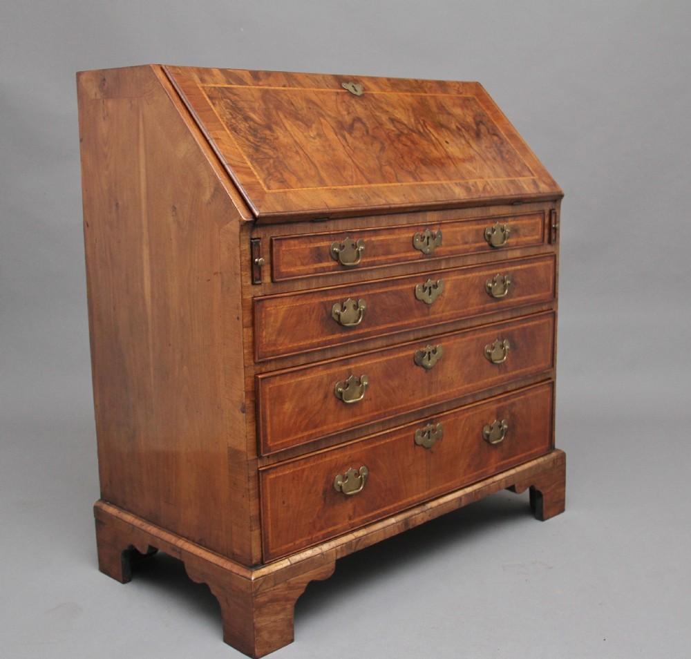 18th Century walnut and feather banded bureau View IX
