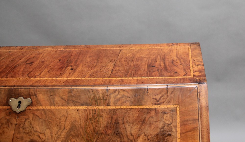 18th Century walnut and feather banded bureau View XV