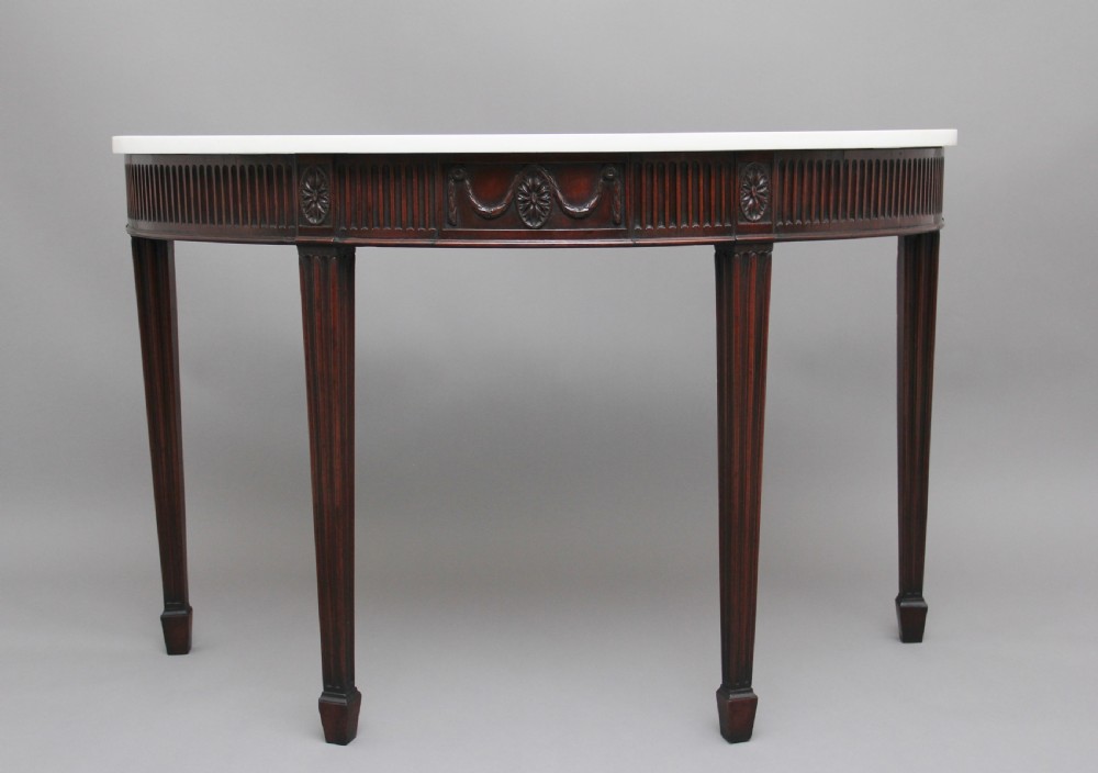 18th Century mahogany and marble top console table View V