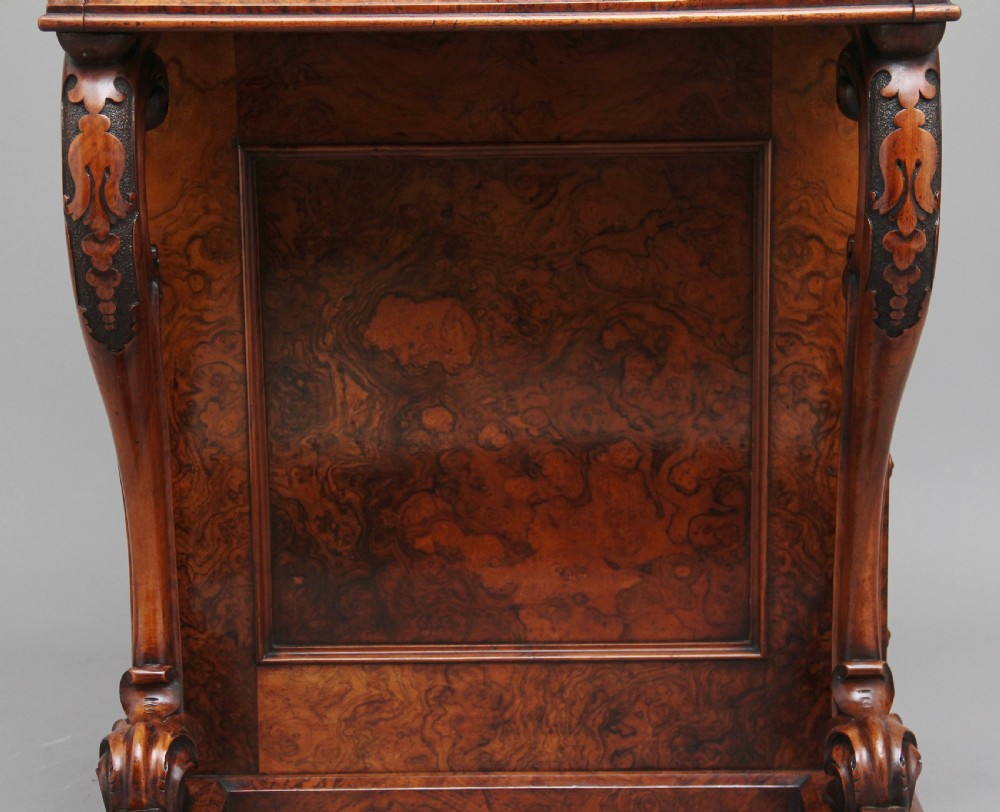 19th Century burr walnut rising top davenport View XIX