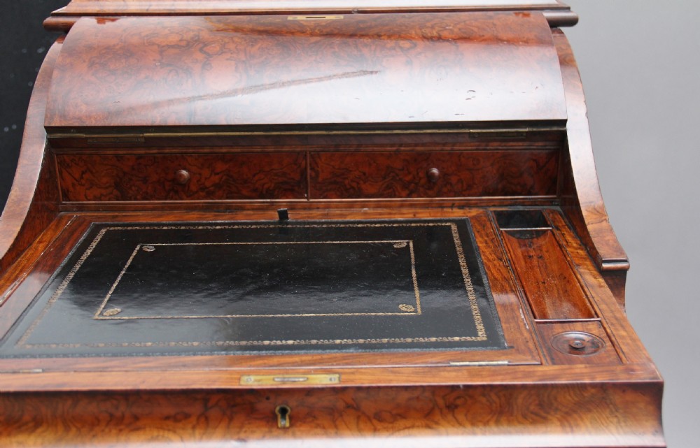 19th Century burr walnut rising top davenport View XX