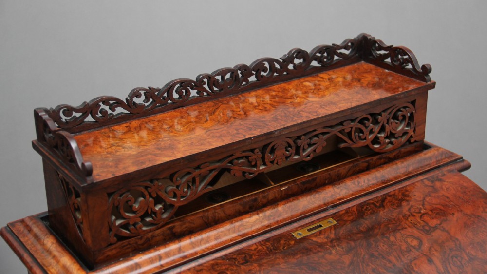 19th Century burr walnut rising top davenport View XXII