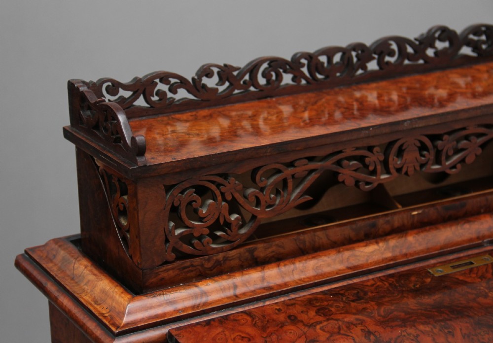 19th Century burr walnut rising top davenport View XXIII