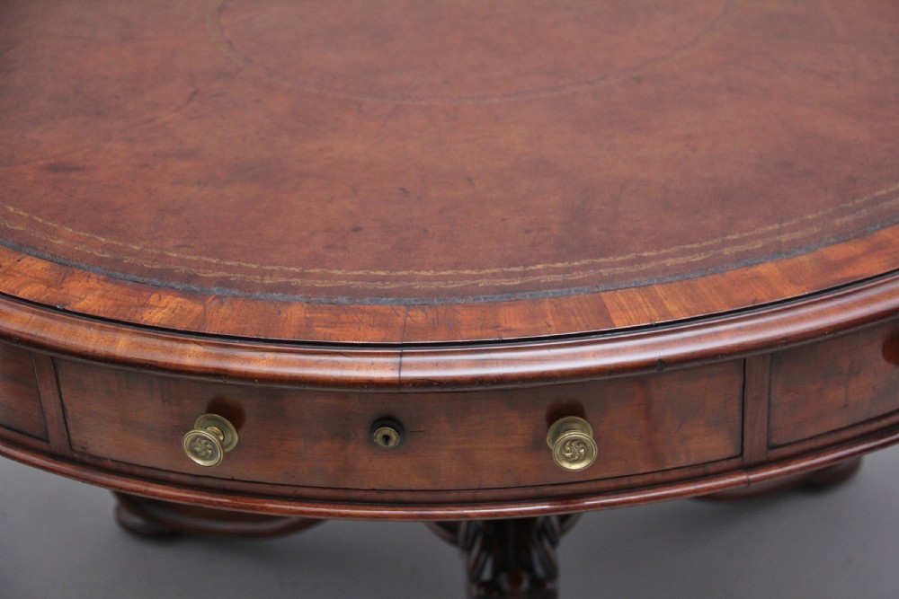 Superb quality 19th Century mahogany drum table View VIII