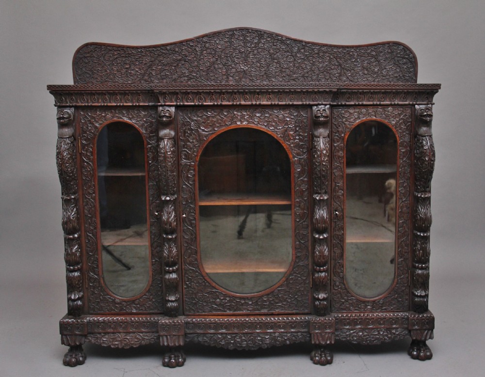 Superb quality 19th Century Burmese breakfront cabinet