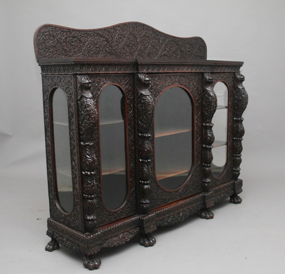 Superb quality 19th Century Burmese breakfront cabinet View III